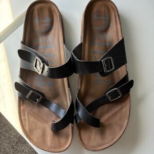 Mad Love Black Strappy Buckle Sandals